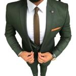 Grüne Elegante Hochzeitsanzüge maschinenwaschbar für Herren 