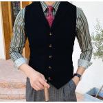 Marineblaue Vintage Hochzeitsanzüge aus Tweed für Herren für den Bräutigam 