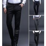 Anthrazitfarbene Unifarbene Business Atmungsaktive Business-Hosen aus Leder für Herren 