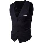 Schwarze Unifarbene Casual Atmungsaktive V-Ausschnitt Anzugwesten aus Baumwolle für Herren Übergrößen für Partys für den für den Herbst 