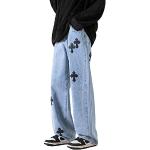 Blaue Hip Hop Atmungsaktive Wide Leg Jeans & Relaxed Fit Jeans aus Denim für Herren Größe M 