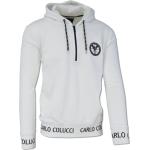 Weiße Unifarbene Streetwear Carlo Colucci Herrensweatshirts mit Reißverschluss aus Baumwolle Größe XS 