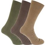 Herren Big Foot Diabetiker Socken (3 Paar) (45-49 EU) (Braun/Olive/Beige)
