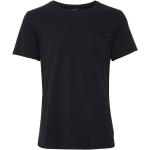 Schwarze Unifarbene Kurzärmelige Blend Rundhals-Ausschnitt Shirts mit Tasche für Herren Größe M 