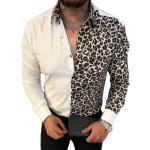 Schwarze Animal-Print Langärmelige T-Shirts mit Leopard-Motiv aus Baumwolle für Herren Größe M für den für den Herbst 