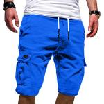 Blaue Unifarbene Casual Jeans-Bermudas mit Reißverschluss aus Jersey für Herren Größe 4 XL für den für den Sommer 