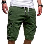 Grüne Unifarbene Casual Jeans-Bermudas mit Reißverschluss aus Jersey für Herren Größe 4 XL für den für den Sommer 