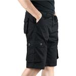 Schwarze Unifarbene Casual Jeans-Bermudas mit Reißverschluss aus Jersey für Herren Übergrößen 