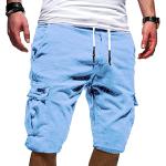Blaue Unifarbene Casual Jeans-Bermudas mit Reißverschluss aus Jersey für Herren Größe XXL 