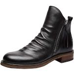 Schwarze Cowboy-Boots & Cowboystiefeletten mit Reißverschluss aus Leder wasserdicht für Damen Größe 39,5 für den für den Winter 