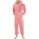 Rosa Pyjamas lang mit Reißverschluss mit Kapuze für Damen Größe 4 XL für den für den Winter 