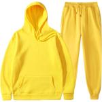 Herren Damen Trainingsanzug Jogginganzug Sets Kapuzenpullover mit Taschen + Sporthose Gelb,Größe:XL