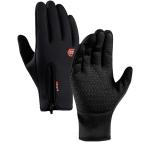 Schwarze Touchscreen-Handschuhe aus Fleece für Herren Größe XL für den für den Winter 