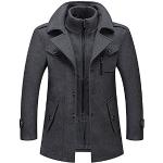 Graue Business Maxi Trenchcoats lang aus Wolle für Herren Größe L für den für den Winter 