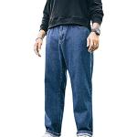 Blaue Unifarbene Slim Fit Jeans mit Reißverschluss aus Denim für Herren Größe 8 XL Große Größen 