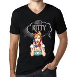 Schwarze Vintage Kurzärmelige Hello Kitty T-Shirts für Herren 