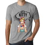 Graue Melierte Vintage Kurzärmelige Hello Kitty T-Shirts für Herren 