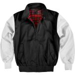 Schwarze Karo Wasserdichte Harrington-Jacken mit Knopf für Herren Größe 5 XL Große Größen für den für den Herbst 