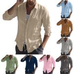 Beige Unifarbene Casual Langärmelige Stehkragen Stehkragenhemden aus Baumwolle Handwäsche für Herren Größe 3 XL 