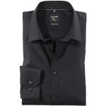 Schwarze Unifarbene Langärmelige OLYMP Kentkragen Hemden mit Kent-Kragen aus Baumwolle für Herren Größe L 