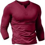 Rote Kurzärmelige Henleykragen T-Shirts für Herren Größe M 