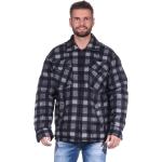 Schwarze Karo eloModa Holzfällerhemden aus Fleece für Herren Größe 3 XL für den für den Winter 