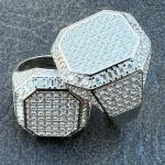 Silberne Runde Diamantringe mit Diamant handgemacht für Herren 