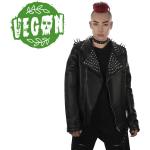 Silberne Kill Star Vegane Maxi Lange Lederjacken mit Nieten mit Reißverschluss aus Kunstleder für Herren Größe XS 