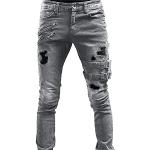Graue Punk Ripped Jeans & Zerrissene Jeans aus Baumwolle für Herren Größe S 