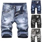 Schwarze Karo Ripped Jeans & Zerrissene Jeans mit Pailletten mit Reißverschluss aus Frottee für Herren Größe L für den für den Sommer 