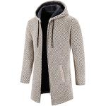 Beige Unifarbene Elegante Maxi Trenchcoats lang aus Wolle mit Kapuze für Herren Größe XL für den für den Winter 