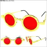 Rote Runde Retro Sonnenbrillen für Herren 
