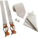 Weiße Gepunktete Krawatten-Sets aus Leder für Herren für Zeremonien 