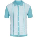 Blaue Unifarbene Behemoth V-Ausschnitt Kurzarm-Poloshirts für Herren Größe XXL für den für den Sommer 