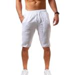 Weiße Unifarbene Vintage Jeans-Bermudas mit Reißverschluss aus Baumwolle für Herren Größe 3 XL für den für den Sommer 