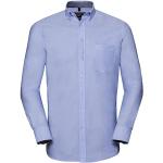 Marineblaue Langärmelige Bio Nachhaltige Button Down Kragen Herrenlangarmhemden mit Knopf aus Baumwolle Größe 4 XL 