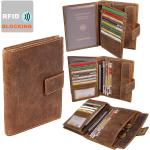 Herren Leder Brieftasche RFID große Geldbörse Reisepass Geldbeutel Kartenfächer