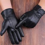 Schwarze Gefütterte Handschuhe aus Leder Handwäsche für Herren für den für den Winter 