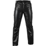 Schwarze Biker Jeans mit Reißverschluss aus Leder für Herren für den für den Winter 