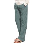 Armeegrüne Unifarbene Casual Leinenhosen aus Baumwolle für Herren Größe 5 XL für Partys für den für den Sommer 