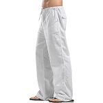 Weiße Unifarbene Loose Fit Atmungsaktive Leinenhosen aus Baumwollmischung für Herren Größe 4 XL 