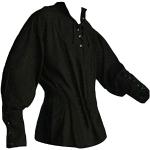 Schwarze Mittelalter-Hemden & Mittelalter-Blusen aus Baumwolle für Herren Größe 6 XL 