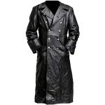 Schwarze Gothic Atmungsaktive Maxi Trenchcoats lang mit Reißverschluss aus Leder mit Kapuze für Herren Größe XXL für den für den Winter 