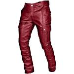 Rote Unifarbene Wetlook-Leggings & Glanzleggings aus Leder maschinenwaschbar für Herren Größe 3 XL für Partys 