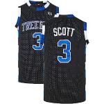 Herren Nathan Scott 23 Basketballtrikot Lucas Scott 3, Sport-Filmtrikot, genähte Shirts, 3black, Small