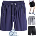 Blaue Stretch-Shorts mit Reißverschluss aus Seide für Herren Größe 5 XL Große Größen für den für den Sommer 
