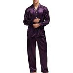 Lila Pyjamas lang mit Knopf aus Satin für Herren Größe XL 