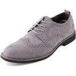 Graue Business Derby Schuhe mit Schnürsenkel aus Veloursleder für Herren Größe 45,5 