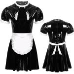 Schwarze Lack-Optik Zimmermädchen-Kostüme aus Satin für Herren Größe XL 