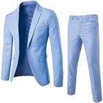 Blaue Unifarbene Sportliche V-Ausschnitt Sportsakkos mit Knopf für Herren Größe 4 XL 3-teilig für den für den Sommer 